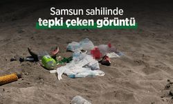 Samsun sahilinde tepki çeken görüntü