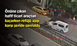 Önüne çıkan hafif ticari araçtan kaçarken refüjü aşıp karşı şeride savruldu