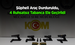 Şüpheli araçtan 4 tabanca ve mermi ele geçirildi