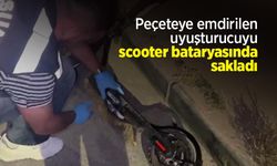 Peçeteye emdirilen uyuşturucuyu scooter bataryasında sakladı