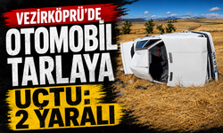 Vezirköprü'de otomobil tarlaya uçtu: 2 yaralı