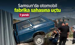Samsun'da otomobil fabrika sahasına uçtu: 1 yaralı