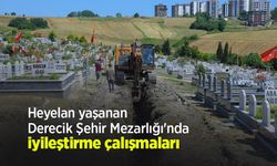 Heyelan yaşanan Derecik Şehir Mezarlığı'nda iyileştirme çalışmaları