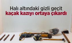 Halı altındaki gizli geçit kaçak kazıyı ortaya çıkardı