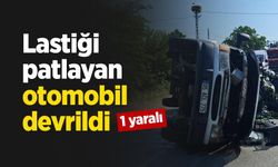 Lastiği patlayan otomobil devrildi: 1 yaralı