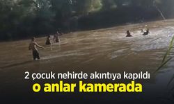 2 çocuk nehirde akıntıya kapıldı! O anlar kamerada