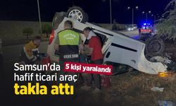 Samsun'da hafif ticari araç takla attı: 5 kişi yaralandı