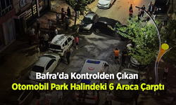 Bafra'da Kontrolden Çıkan Otomobil Park Halindeki 6 Araca Çarptı