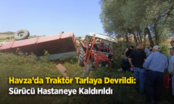 Buğday yüklü traktör devrildi, sürücü yaralandı