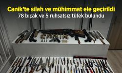Canik’te silah ve mühimmat ele geçirildi: 78 bıçak ve 5 ruhsatsız tüfek bulundu