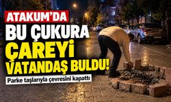 Samsun’da yoldaki çukura vatandaş usulü önlem! Parke taşlarıyla çevresini kapattı