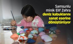 Samsunlu minik Elif Zehra deniz kabuklarını sanat eserine dönüştürüyor