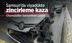 Samsun’da viyadükte zincirleme kaza: Otomobiller bariyerlere çarptı