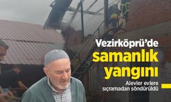 Vezirköprü’de samanlık yangını: Alevler evlere sıçramadan söndürüldü