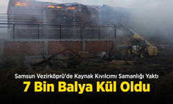 Samsun Vezirköprü'de Kaynak Kıvılcımı Samanlığı Yaktı: 7 Bin Balya Kül Oldu