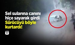 Sel sularına canını hiçe sayarak girdi! Sürücüyü böyle kurtardı