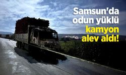 Samsun'da odun yüklü kamyon alev aldı!