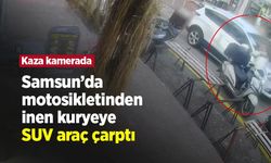 Samsun’da motosikletinden inen kuryeye SUV araç çarptı: Kaza kamerada