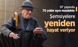 97 yaşında, 70 yıldır aynı meslekte: Şemsiyelere yeniden hayat veriyor
