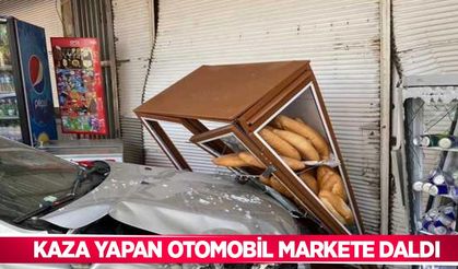 Kaza yapan otomobil markete daldı