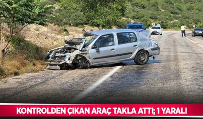 Kontrolden çıkan araç takla attı; 1 yaralı