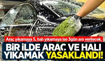 Bir ilde araç ve halı yıkamak yasaklandı! Araç yıkamaya 5, halı yıkamaya ise 3gün ara verilecek.