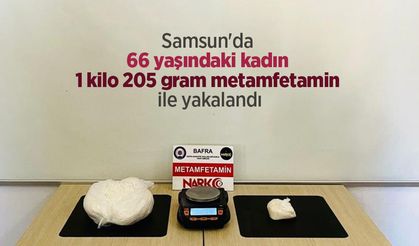 Samsun'da 66 yaşındaki kadın 1 kilo 205 gram metamfetamin ile yakalandı