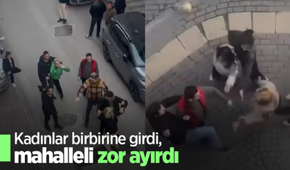 kadınlar birbirine girdi, mahalleli zor ayırdı