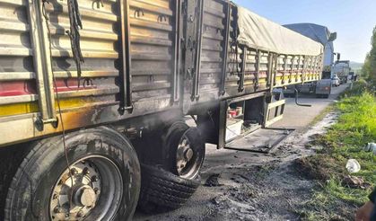 Seyir halindeki tırın dorsesi alev aldı: 1 yaralı