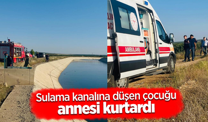 Sulama kanalı düşen çocuğu annesi kurtardı