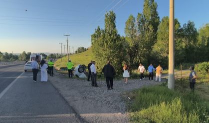 su kanalına yuvarlanan otomobildeki 3 kişi yaralandı