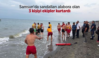 Samsun'da sandalları alabora olan 3 kişiyi ekipler kurtardı