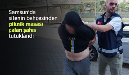 Samsun'da sitenin bahçesinden piknik masası çalan şahıs tutuklandı