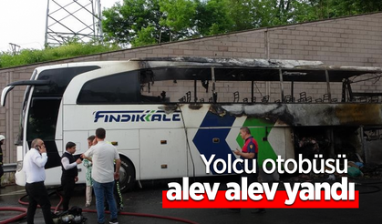 Yolcu otobüsü alev alev yandı