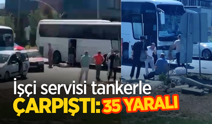 İşçi servisi tankerle çarpıştı: 35 yaralı