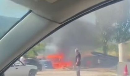 kömür ve odun deposu alev aldı