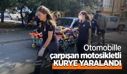 Otomobille çarpışan motosikletli kurye yaralandı