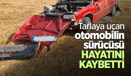 Tarlaya uçan otomobilin sürücüsü hayatını kaybetti