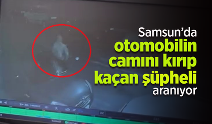Samsun'da otomobilin camını kırıp kaçan şüpheli aranıyor