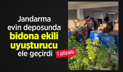 Jandarma evin deposunda bidona ekili uyuşturucu ele geçirdi: 1 gözaltı