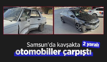 Samsun'da kavşakta otomobiller çarpıştı: 2 yaralı