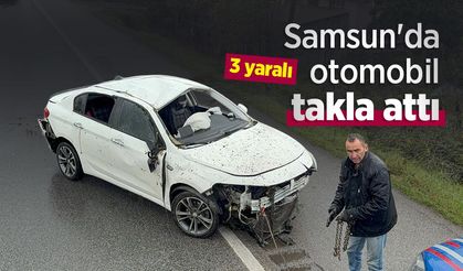 Samsun'da otomobil takla attı: 3 yaralı
