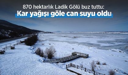 870 hektarlık Ladik Gölü buz tuttu: Kar yağışı göle can suyu oldu
