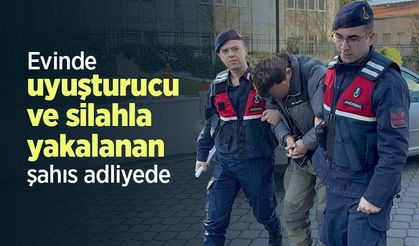 Evinde uyuşturucu ve silahla yakalanan şahıs adliyede