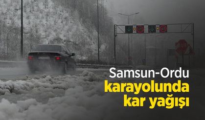 Samsun-Ordu karayolunda kar yağışı