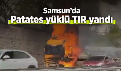 Patates yüklü TIR yandı