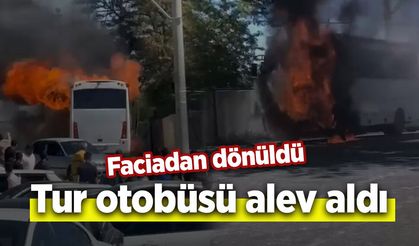Tur otobüsü alev aldı