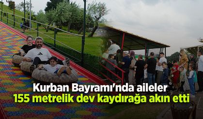 Kurban Bayramı'nda aileler 155 metrelik dev kaydırağa akın etti