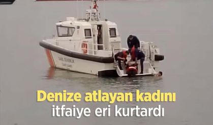 Denize atlayan kadını itfaiye eri kurtardı
