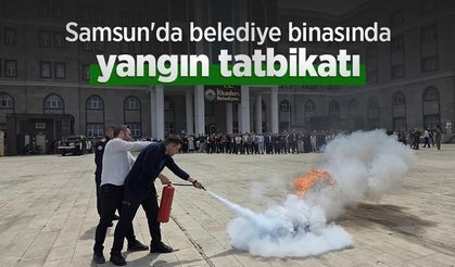 Samsun'da belediye binasında yangın tatbikatı